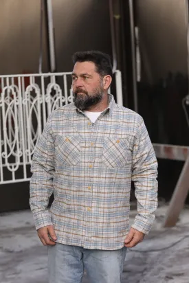 Flannel Work Shirt- Blue and Cream Slub