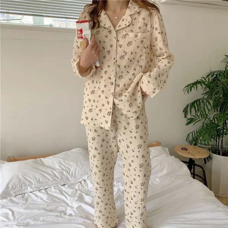Florals Pattern Printed 2Pcs Pajamas Set