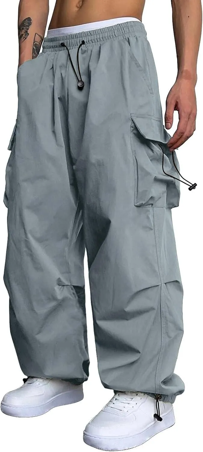 Fxbar Mens Casual Cargo Pants Workout Joggers Stretch Sweatpants Hiking Drawstring Tactical Pants with Multi Pockets