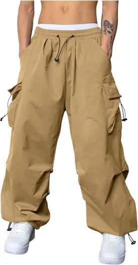 Fxbar Mens Casual Cargo Pants Workout Joggers Stretch Sweatpants Hiking Drawstring Tactical Pants with Multi Pockets