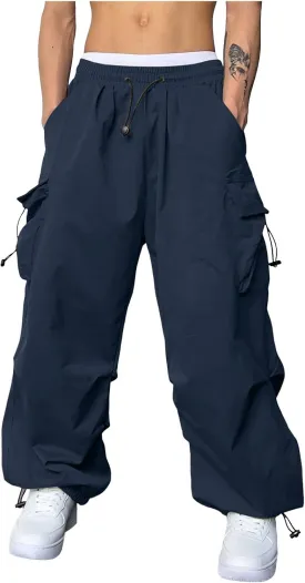 Fxbar Mens Casual Cargo Pants Workout Joggers Stretch Sweatpants Hiking Drawstring Tactical Pants with Multi Pockets