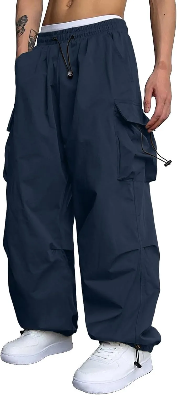 Fxbar Mens Casual Cargo Pants Workout Joggers Stretch Sweatpants Hiking Drawstring Tactical Pants with Multi Pockets