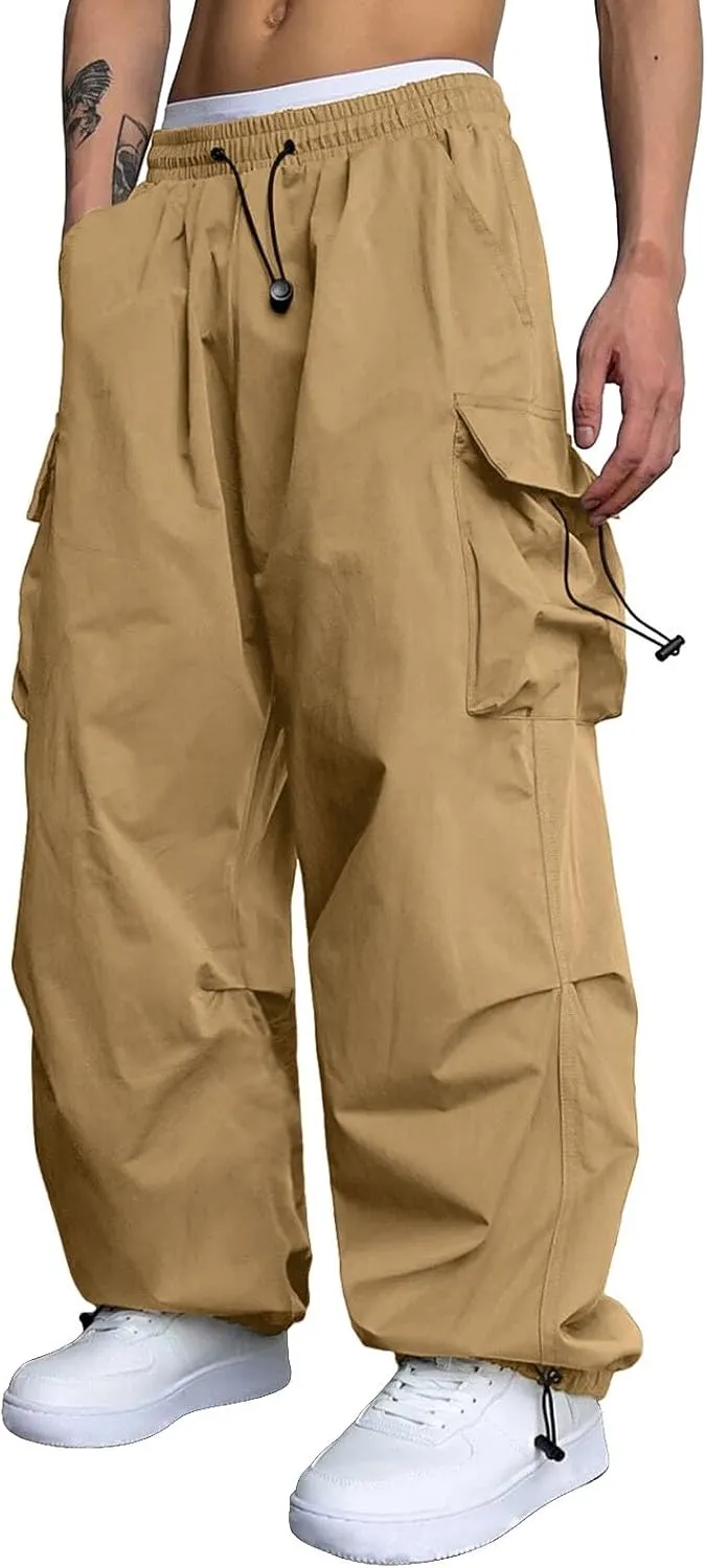 Fxbar Mens Casual Cargo Pants Workout Joggers Stretch Sweatpants Hiking Drawstring Tactical Pants with Multi Pockets