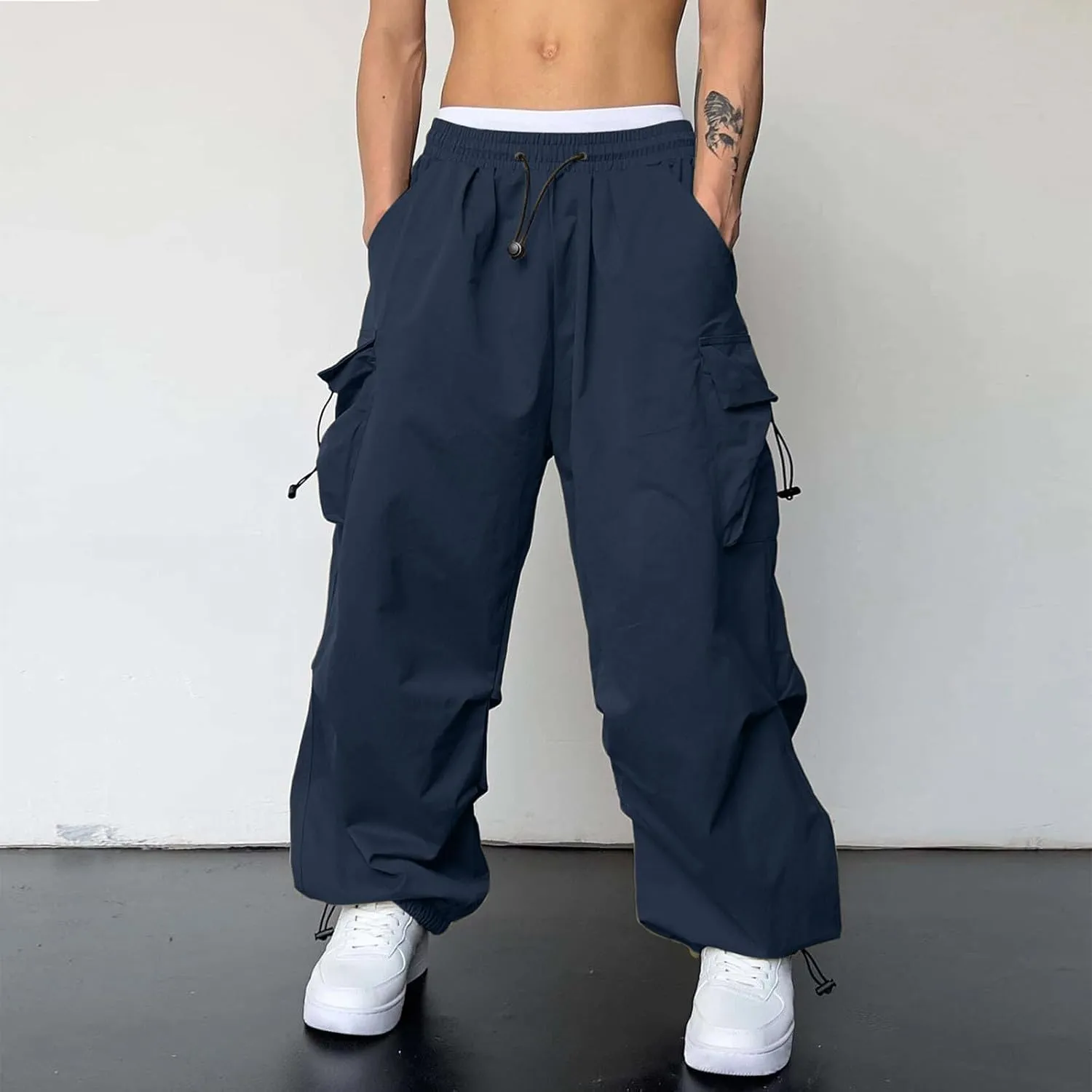 Fxbar Mens Casual Cargo Pants Workout Joggers Stretch Sweatpants Hiking Drawstring Tactical Pants with Multi Pockets
