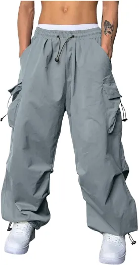 Fxbar Mens Casual Cargo Pants Workout Joggers Stretch Sweatpants Hiking Drawstring Tactical Pants with Multi Pockets