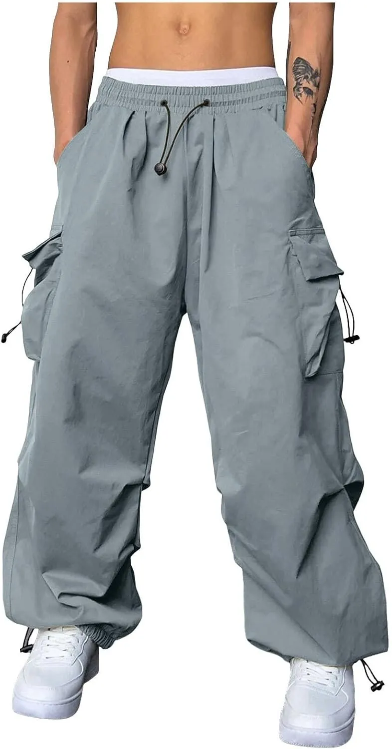 Fxbar Mens Casual Cargo Pants Workout Joggers Stretch Sweatpants Hiking Drawstring Tactical Pants with Multi Pockets