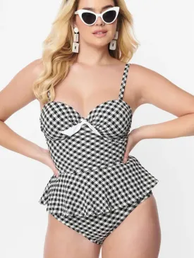 Gingham Tankini By Unique Vintage - sizes M-3X