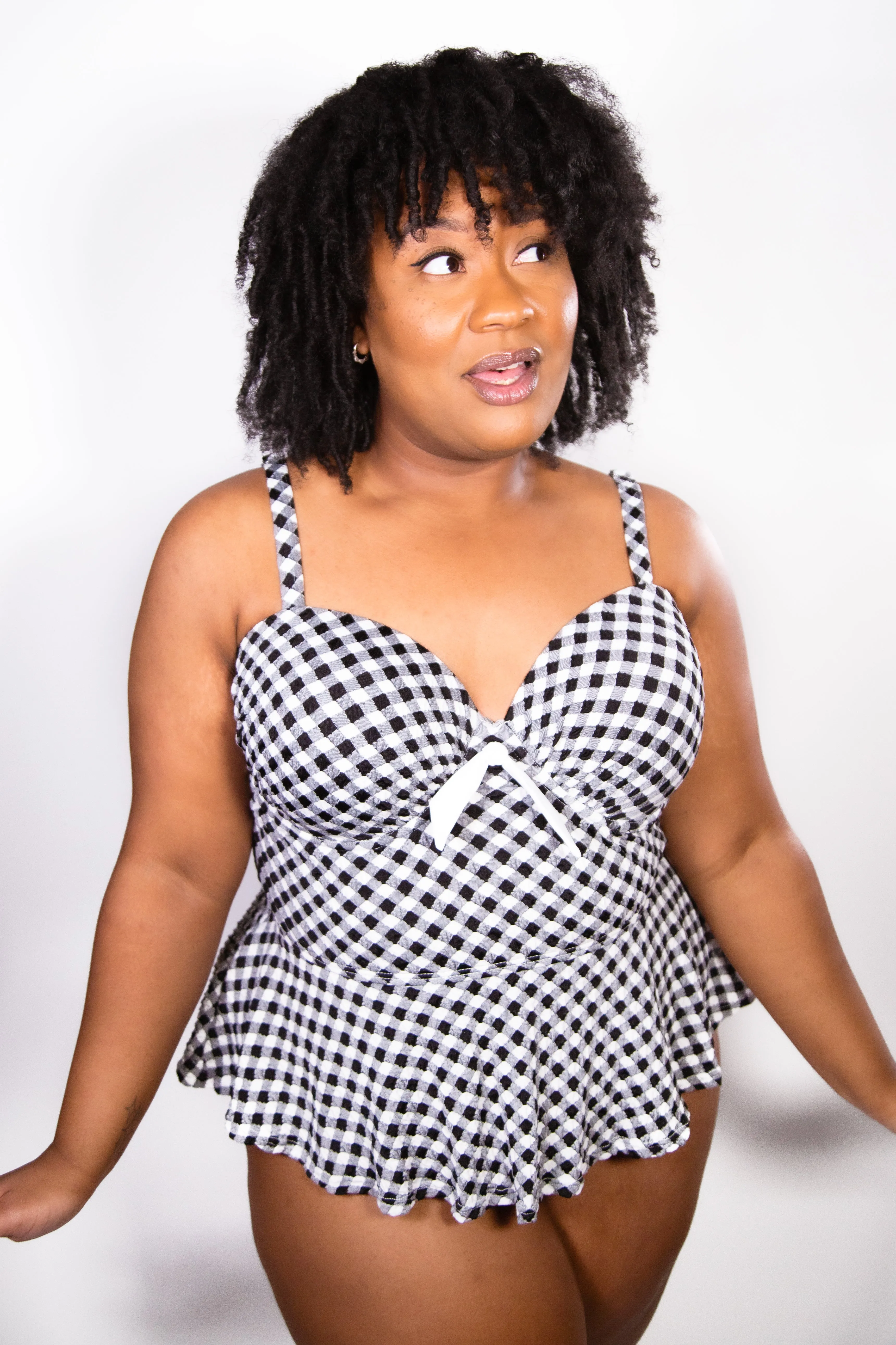 Gingham Tankini By Unique Vintage - sizes M-3X