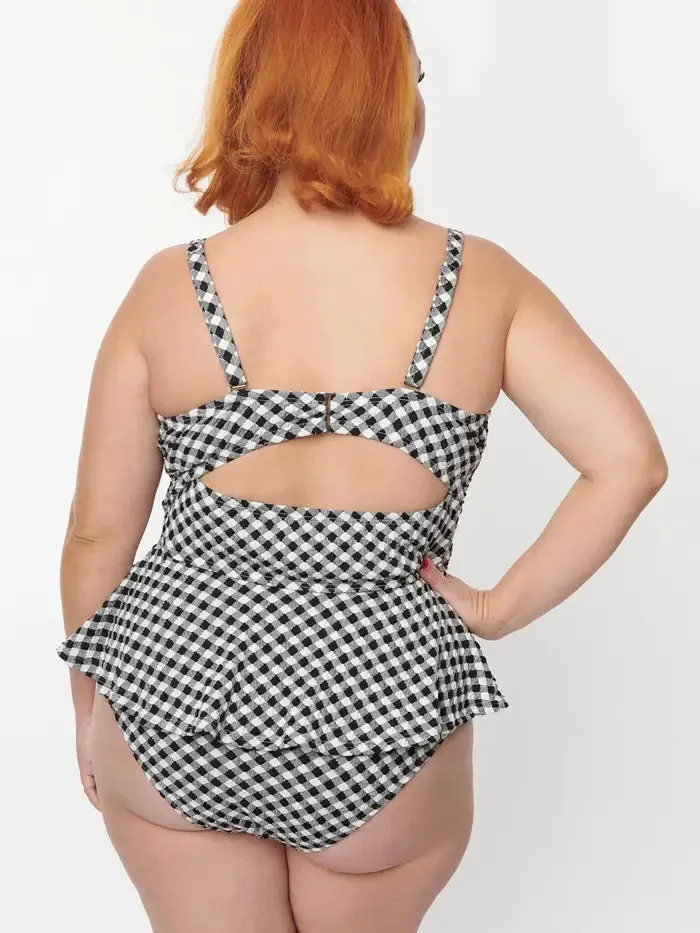 Gingham Tankini By Unique Vintage - sizes M-3X