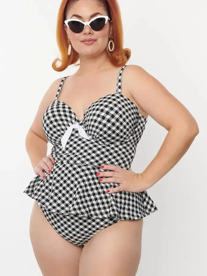 Gingham Tankini By Unique Vintage - sizes M-3X
