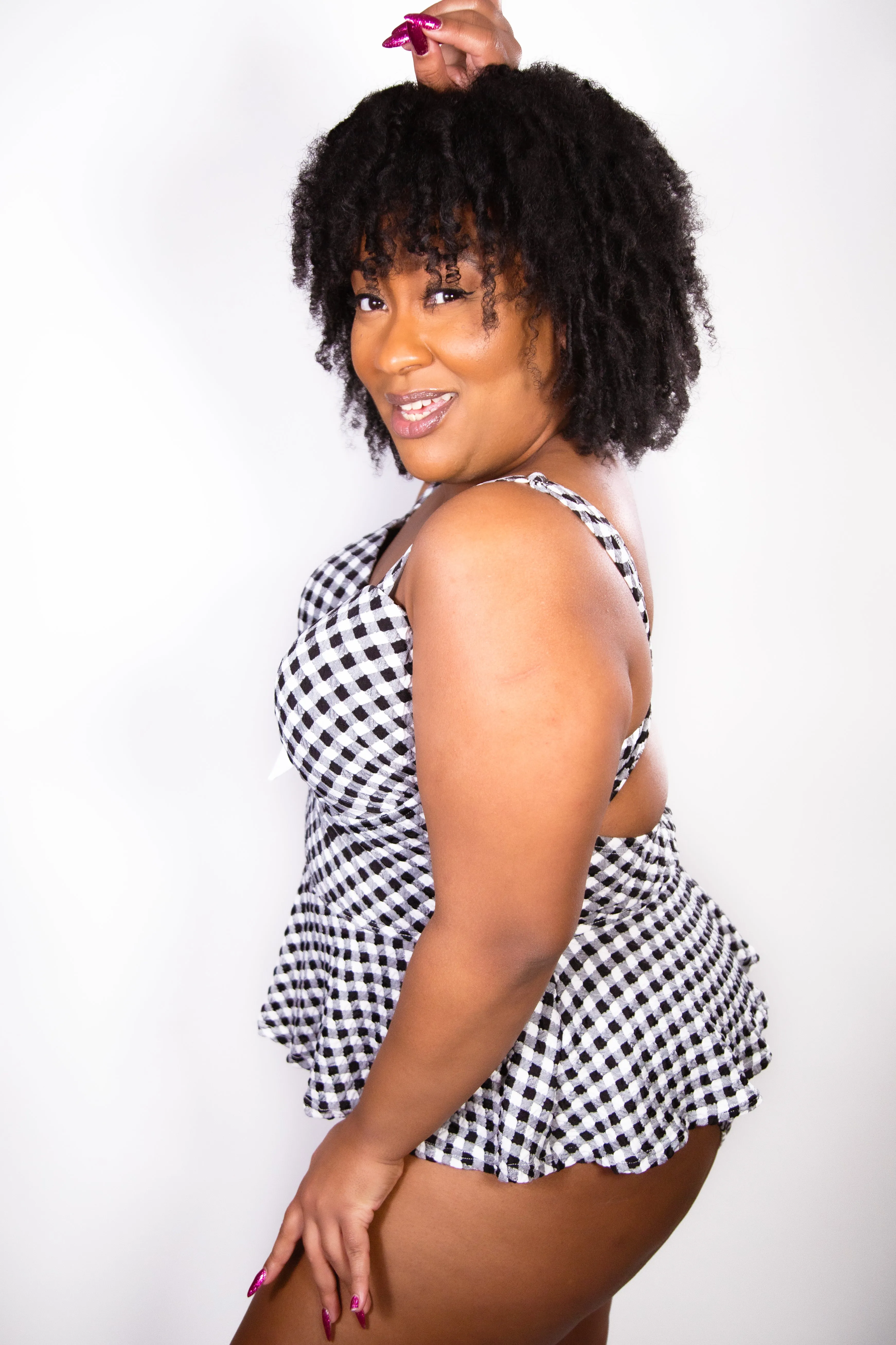 Gingham Tankini By Unique Vintage - sizes M-3X