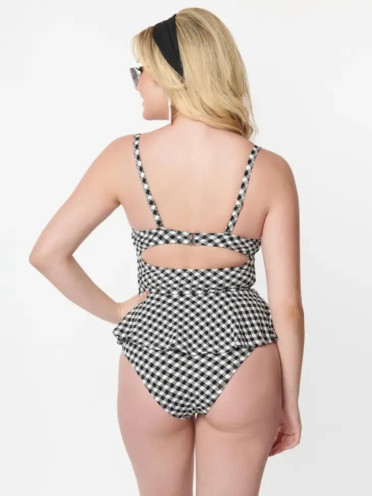 Gingham Tankini By Unique Vintage - sizes M-3X