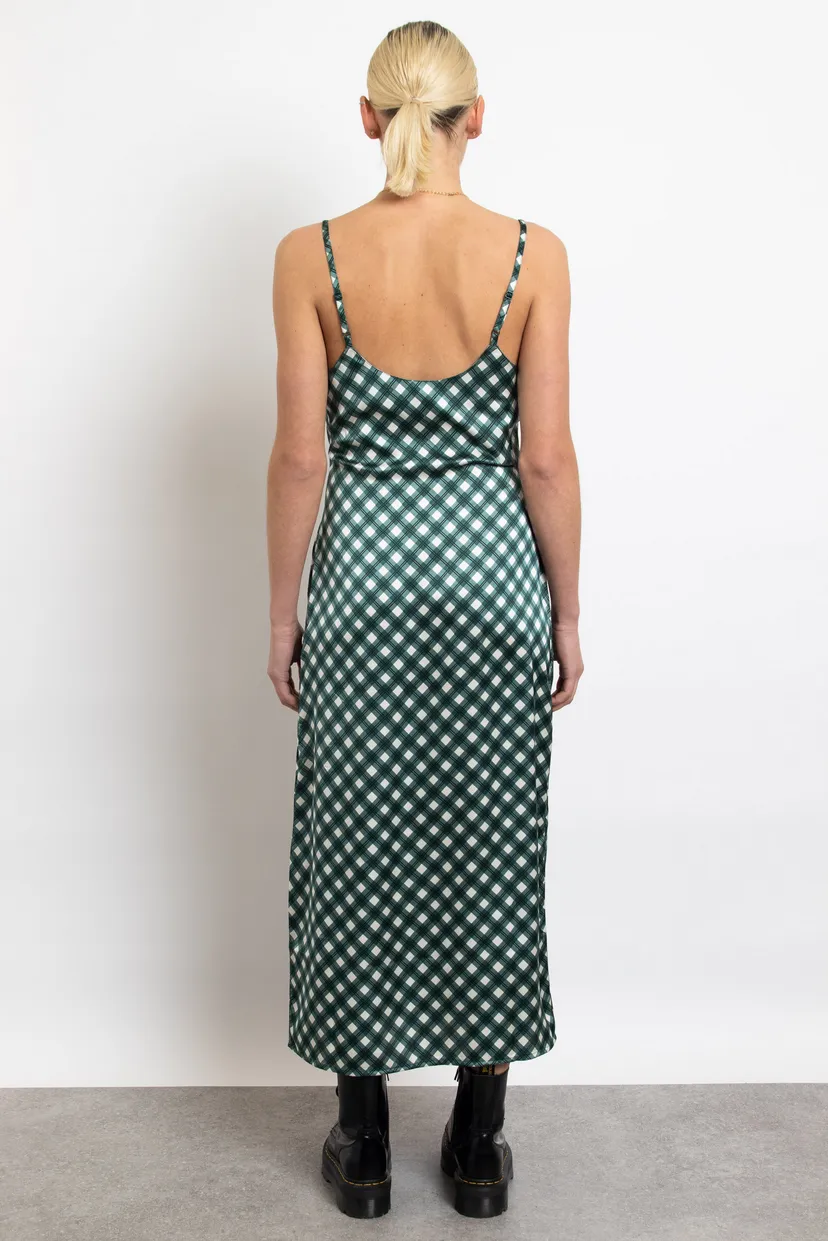 Green Argyle Lace Trim Slip Dress