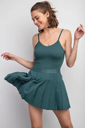 Green Pleated Mini Skirt
