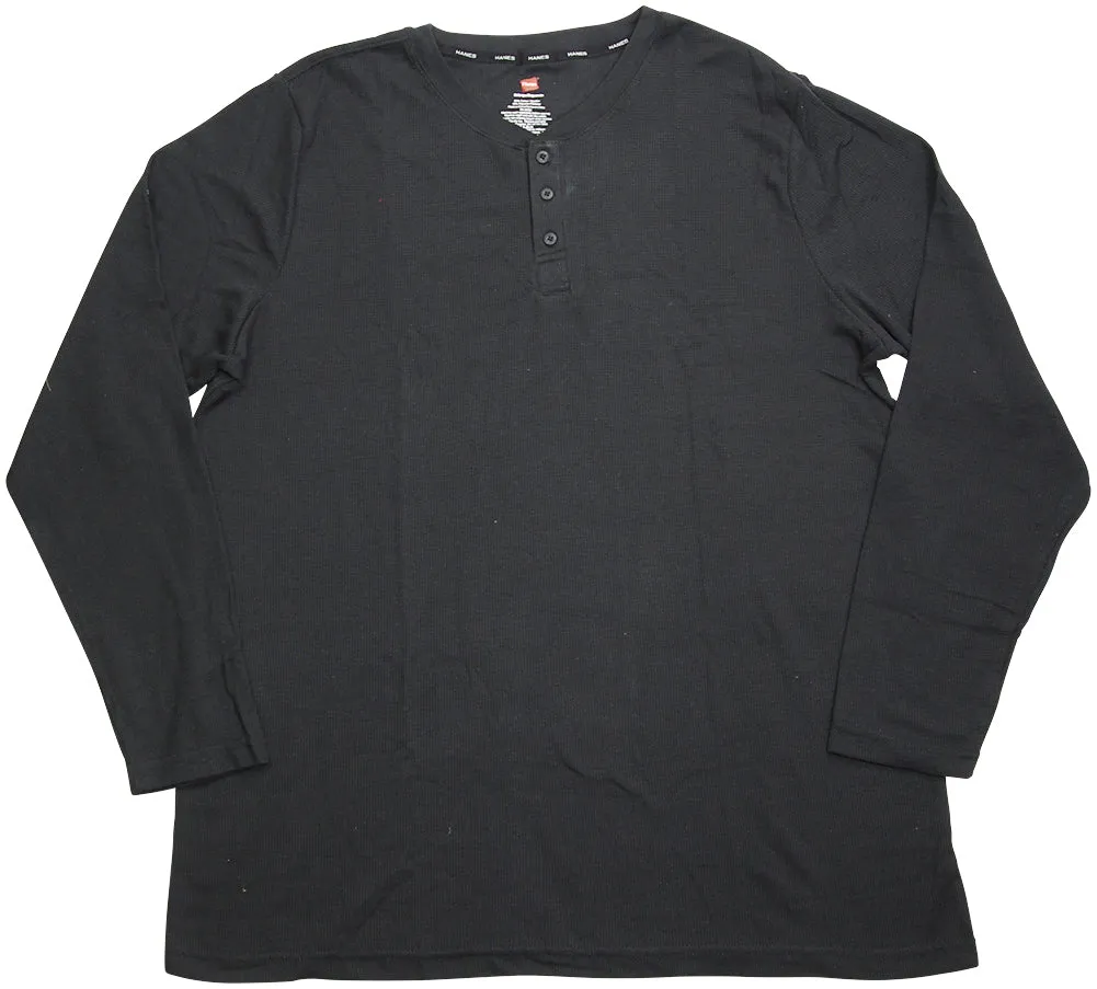 Hanes - Big Men's Ultimate Waffle Thermal Henley Sleep Lounge Top