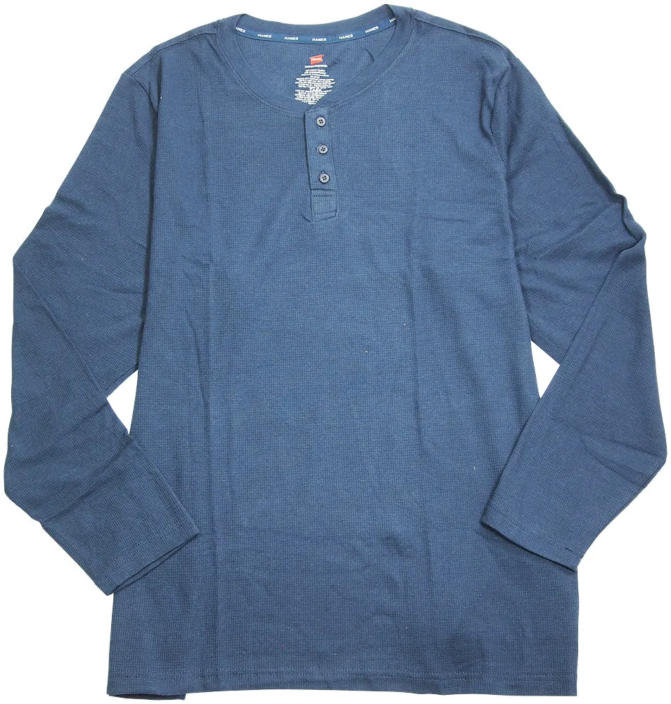 Hanes - Big Men's Ultimate Waffle Thermal Henley Sleep Lounge Top