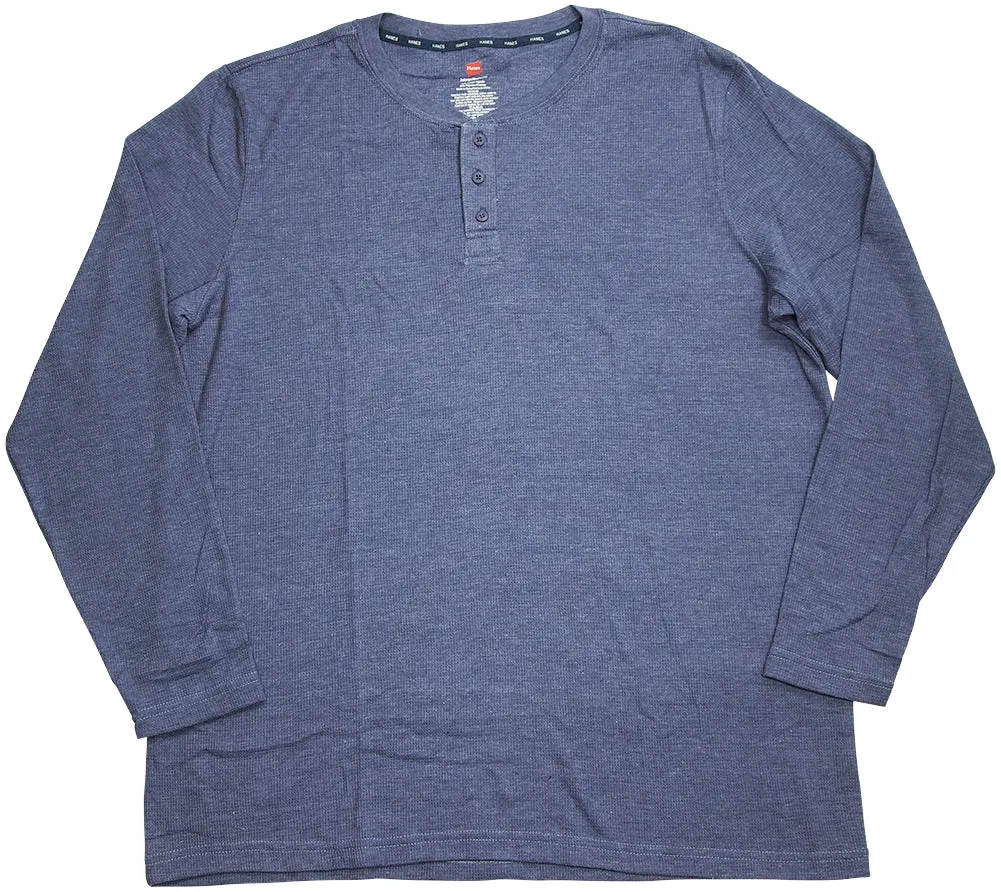 Hanes - Big Men's Ultimate Waffle Thermal Henley Sleep Lounge Top