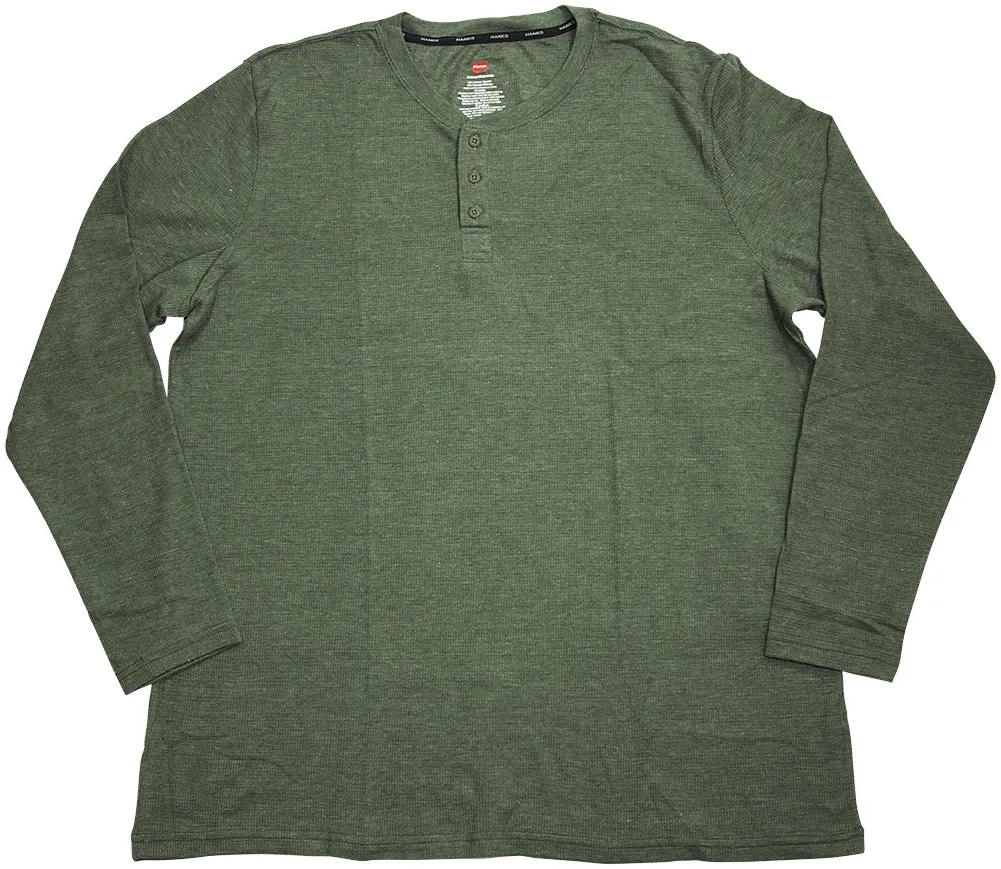 Hanes - Big Men's Ultimate Waffle Thermal Henley Sleep Lounge Top