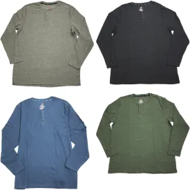 Hanes - Big Men's Ultimate Waffle Thermal Henley Sleep Lounge Top