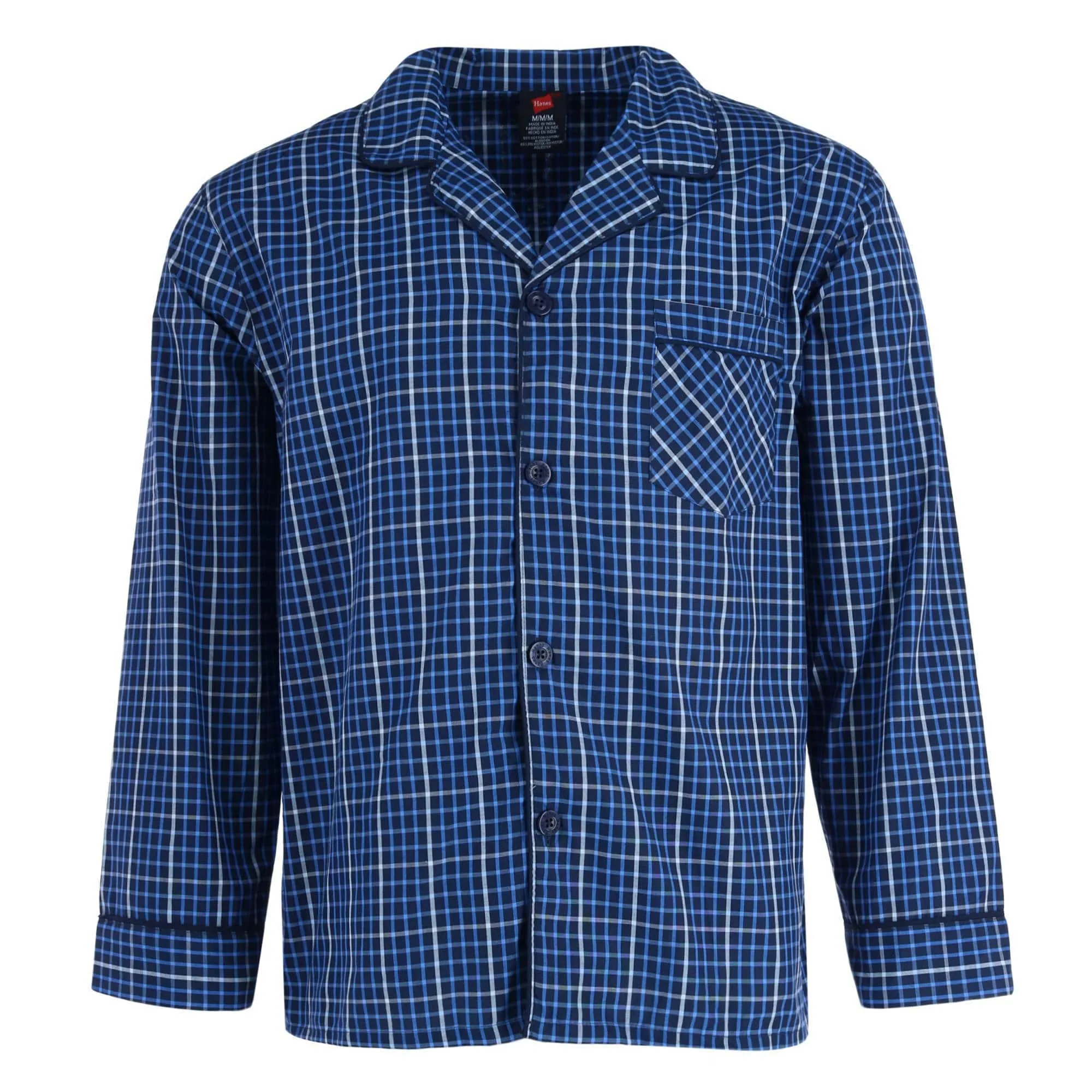 Hanes Men's Big & Tall Broadcloth Long Sleeve Pajama Set