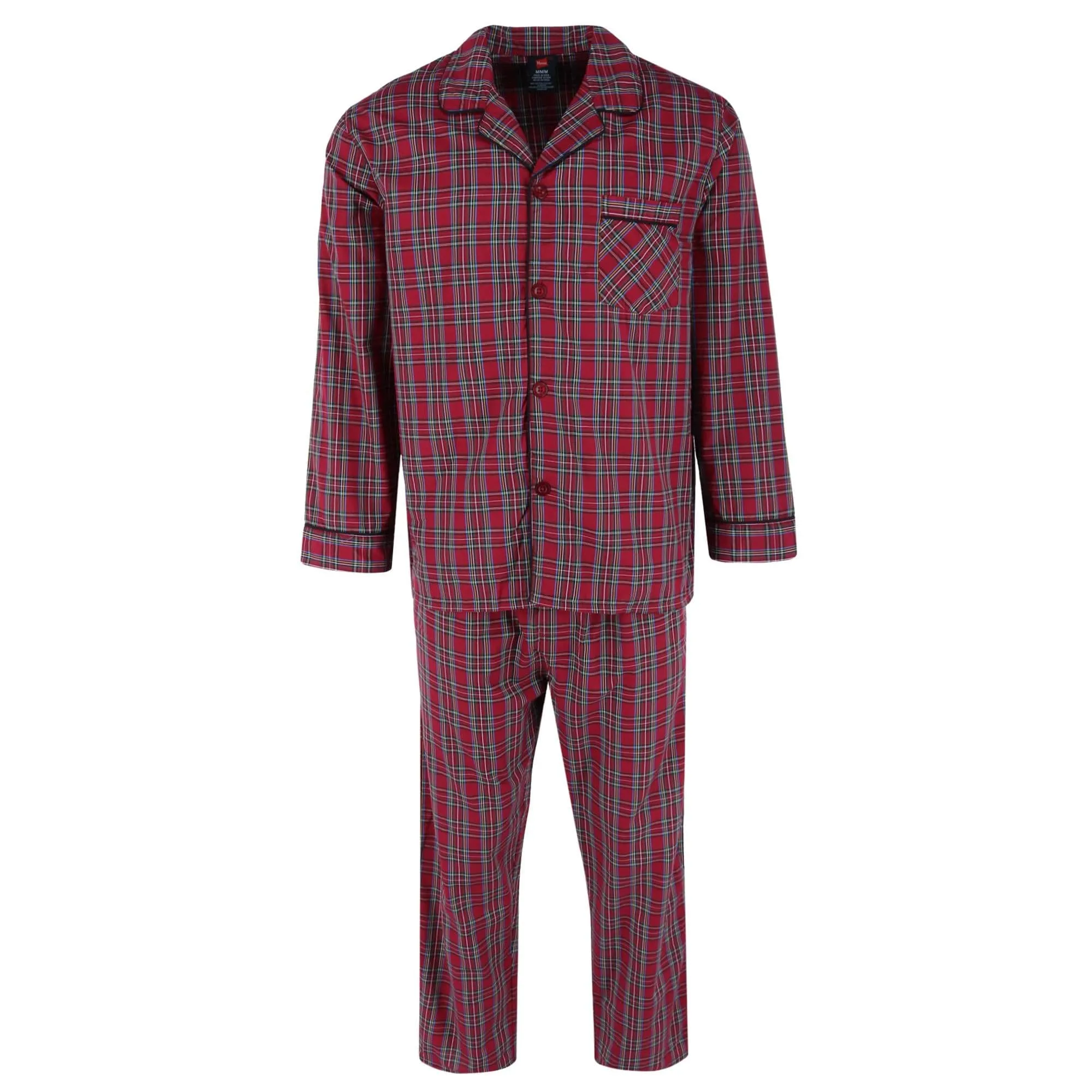 Hanes Men's Big & Tall Broadcloth Long Sleeve Pajama Set