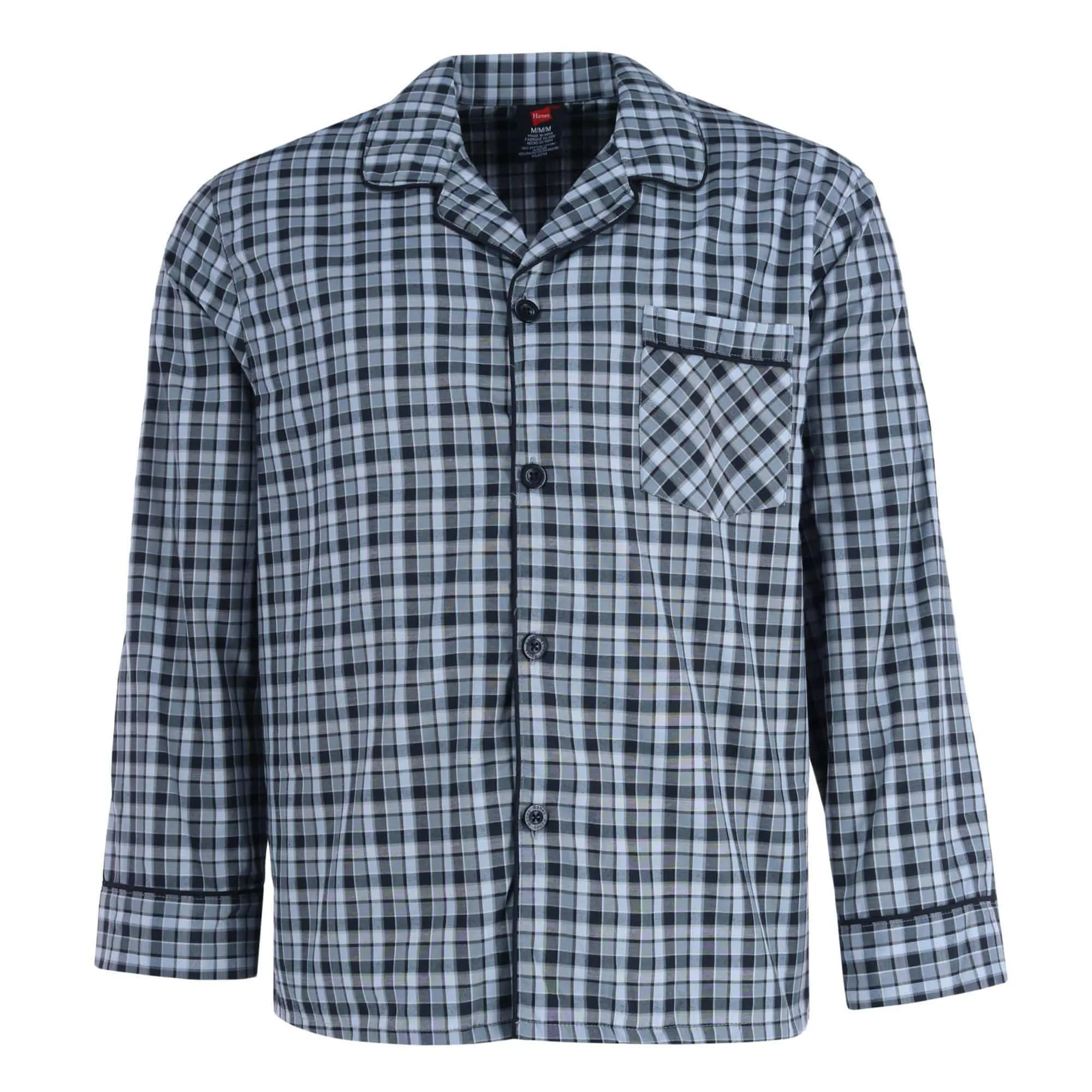Hanes Men's Broadcloth Long Sleeve Pajama Set