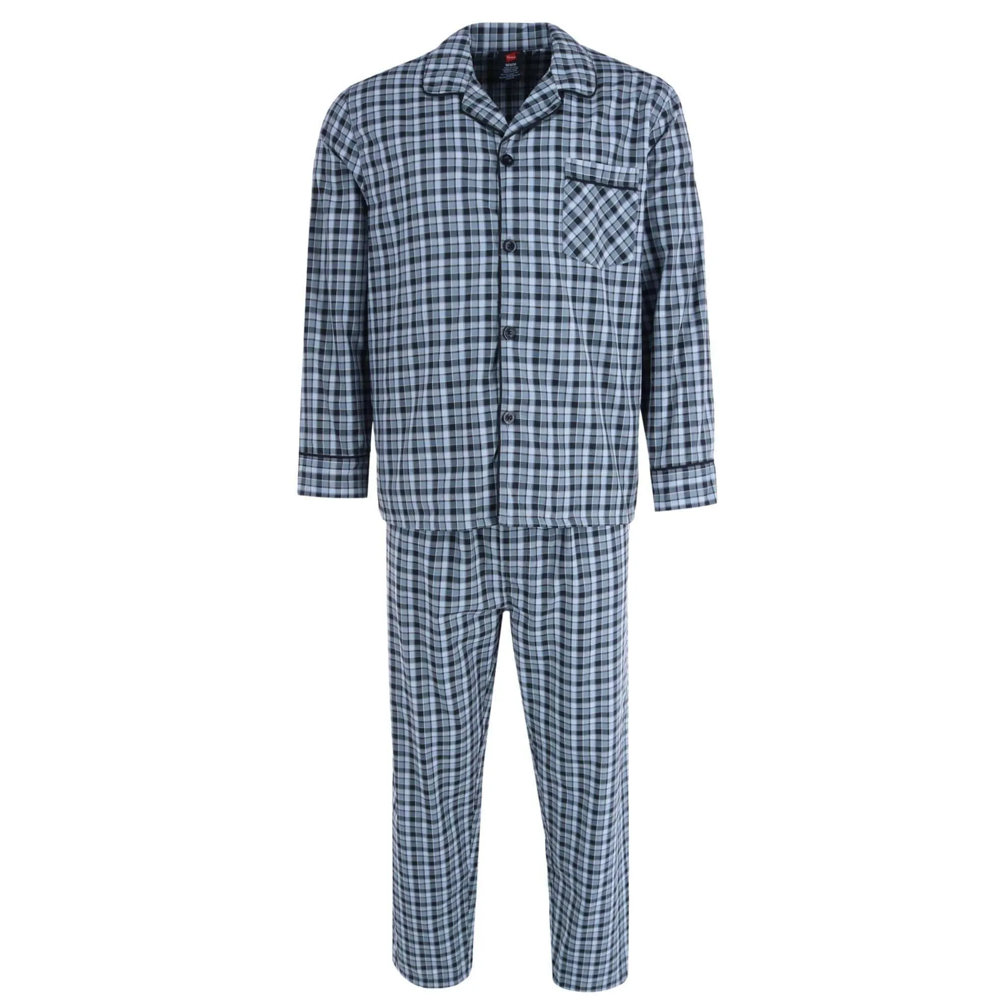 Hanes Men's Broadcloth Long Sleeve Pajama Set