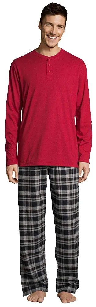 Hanes Men's Pajamas EcoSmart Flannel Plaid Pants Sleep Set Super Comfy PJs
