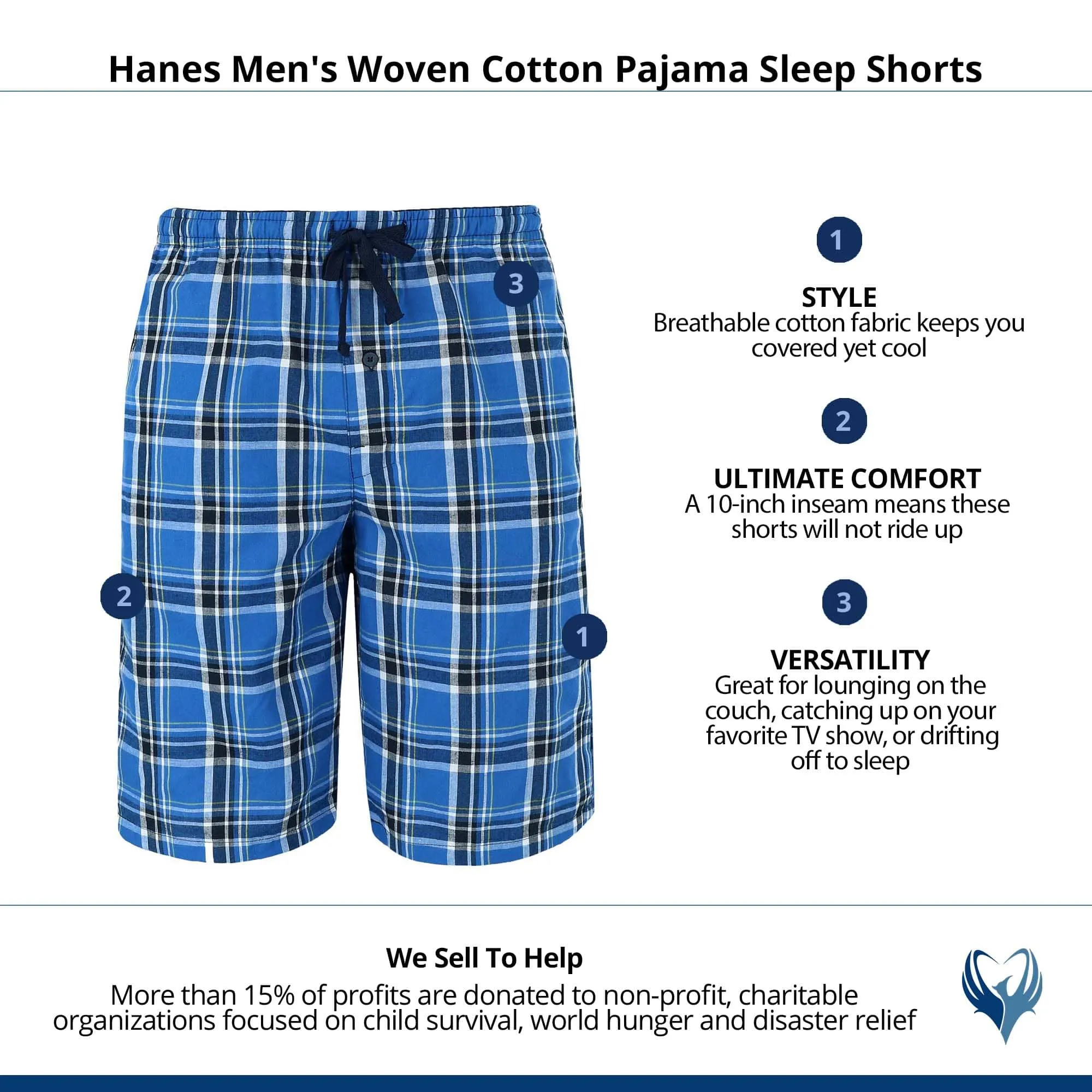 Hanes Men's Woven Cotton Pajama Sleep Shorts