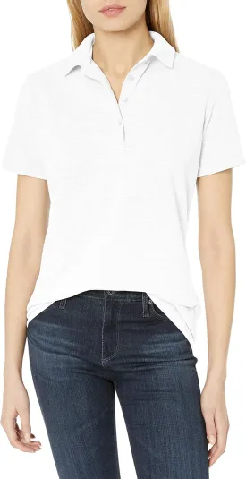 Hanes Short Sleeve Pique Shirt, Four-Button Midweight Polo for Women