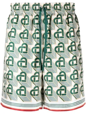 Heart Monogram silk shorts