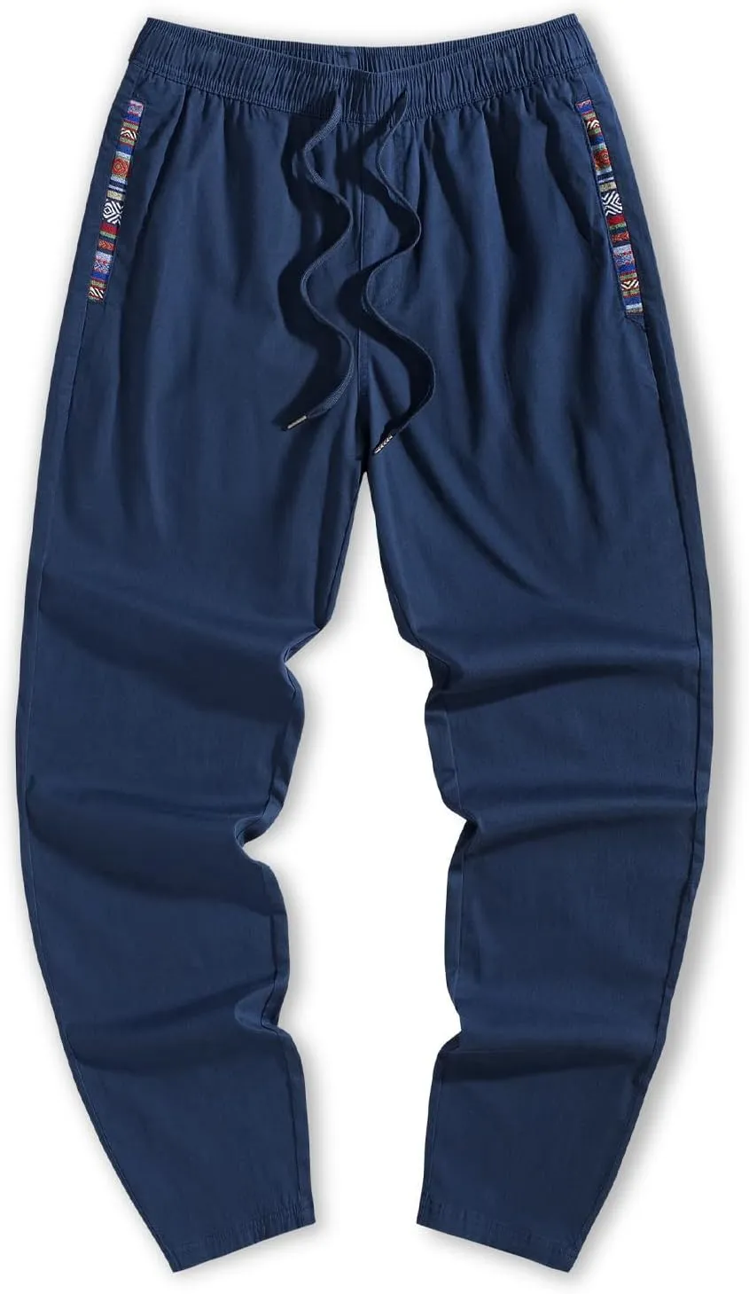 JMIERR Men's Casual Pants Cotton Twill Drawstring Elastic Waist Chino Pants with Pockets