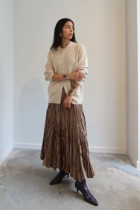 Khaki Crinkle Textured Maxi Skirt
