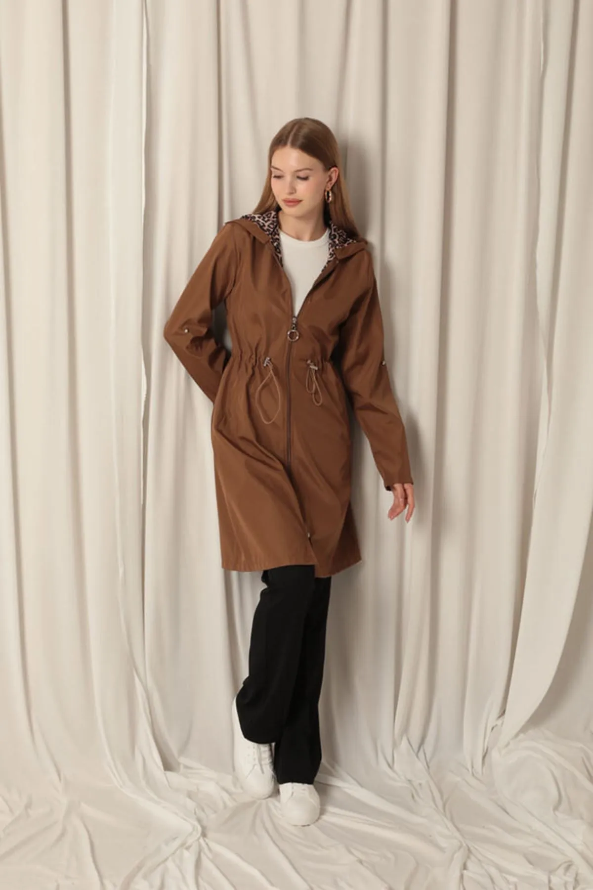 KKT Bondit Fabric Waterproof Women's Coffee Trench Coat - San Remo