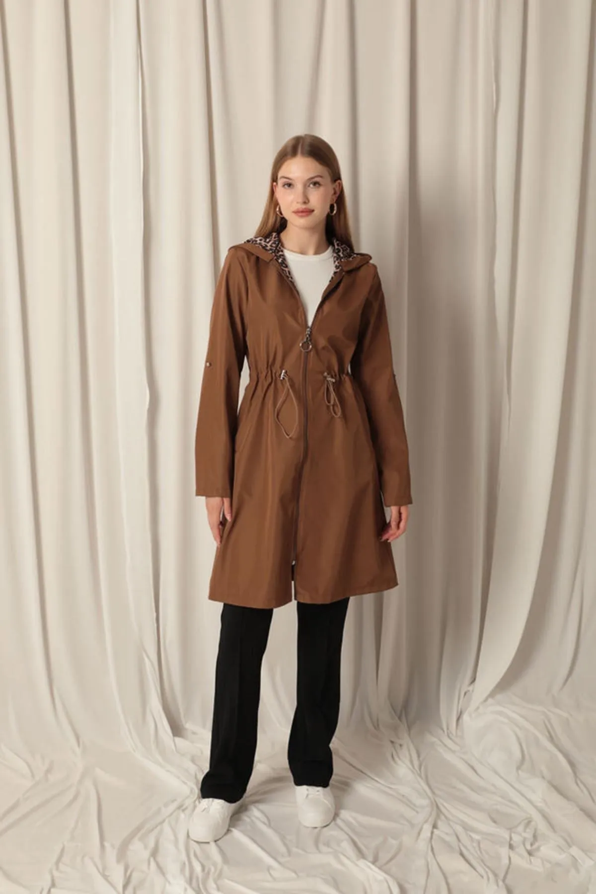 KKT Bondit Fabric Waterproof Women's Coffee Trench Coat - San Remo