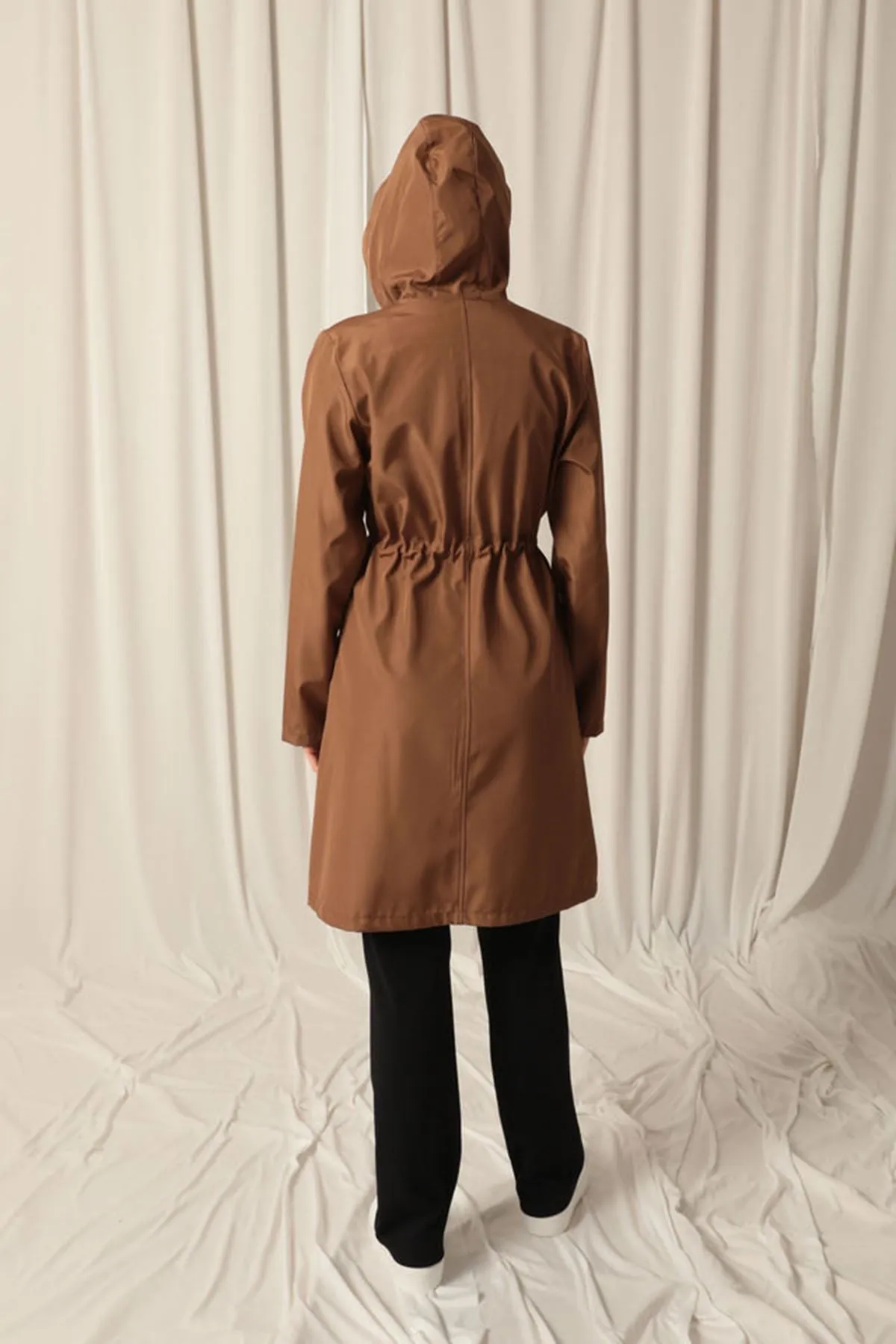KKT Bondit Fabric Waterproof Women's Coffee Trench Coat - San Remo