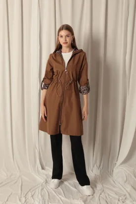 KKT Bondit Fabric Waterproof Women's Coffee Trench Coat - San Remo