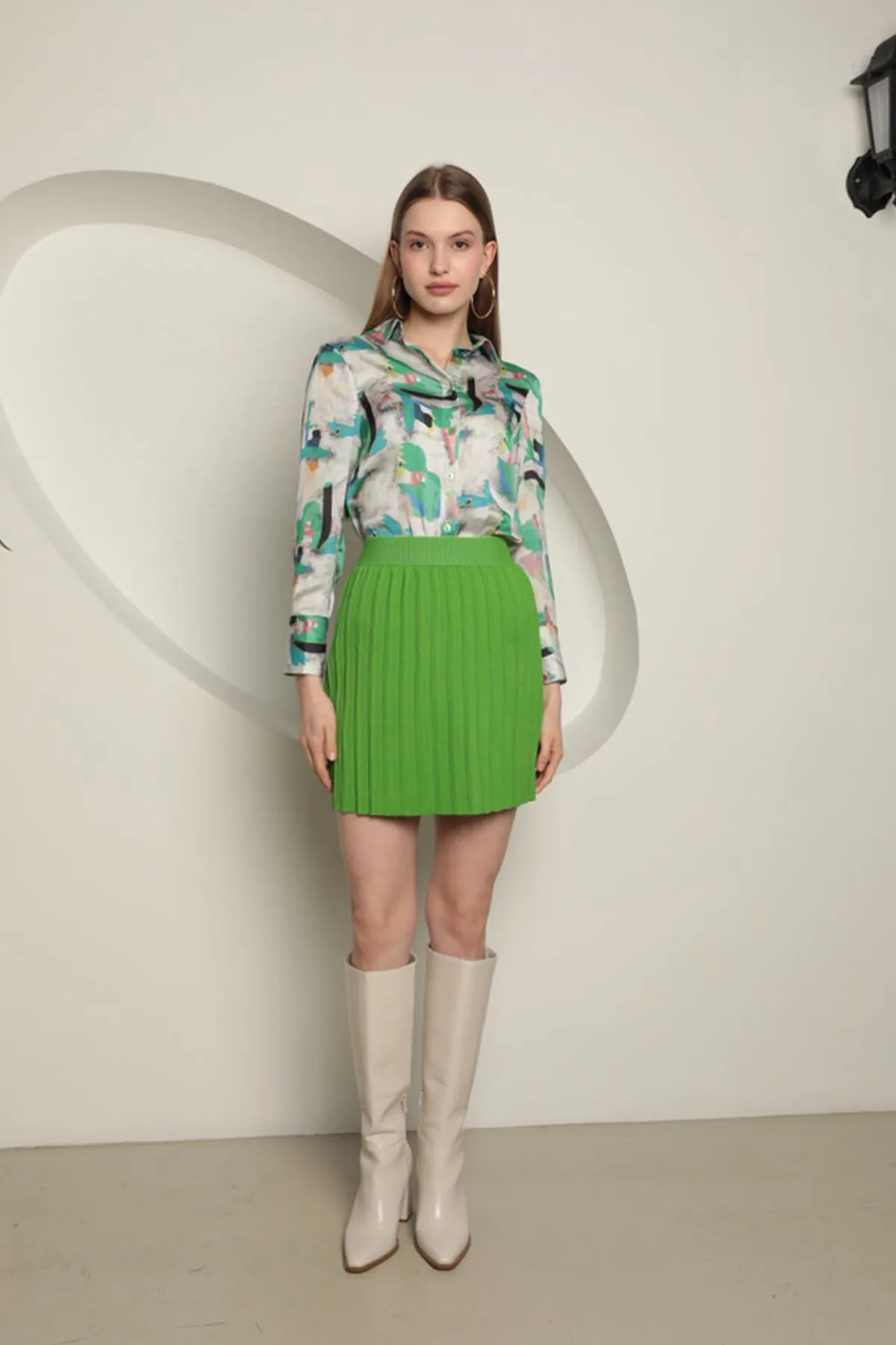 KKT Knitwear Women's Pleated Skirt-Green - Coyotepec