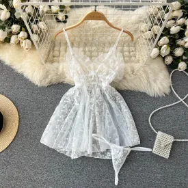 Lace Embroidered See-through Slip Dress