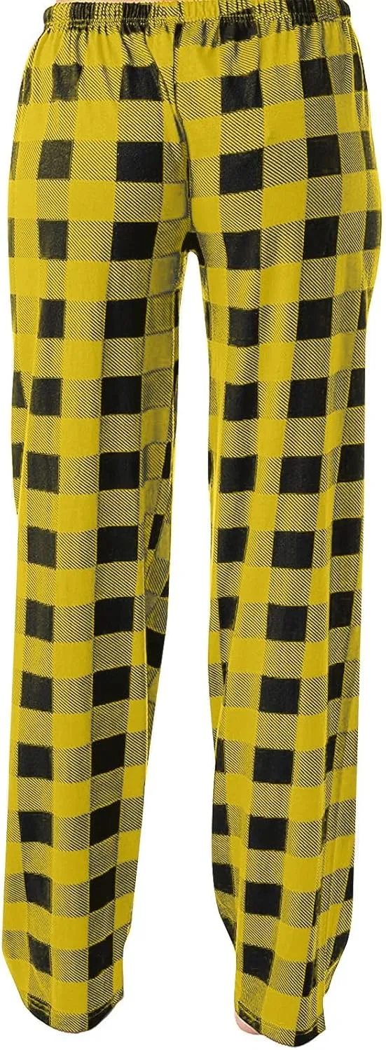 Ladies Drawstring Plaid Printed Casual Dressy Loose Fit Fashion Pants