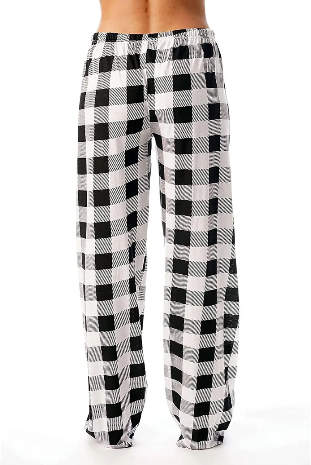 Ladies Drawstring Plaid Printed Casual Dressy Loose Fit Fashion Pants