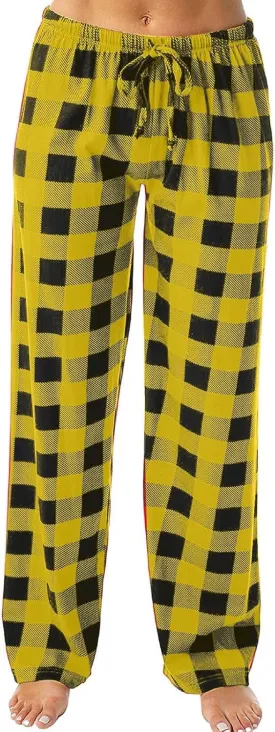 Ladies Drawstring Plaid Printed Casual Dressy Loose Fit Fashion Pants