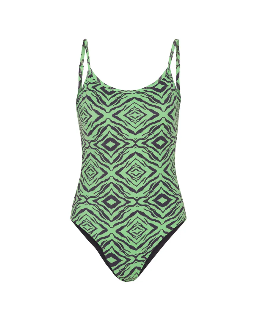 Lilly Swimsuit - Green Tiger Art Print