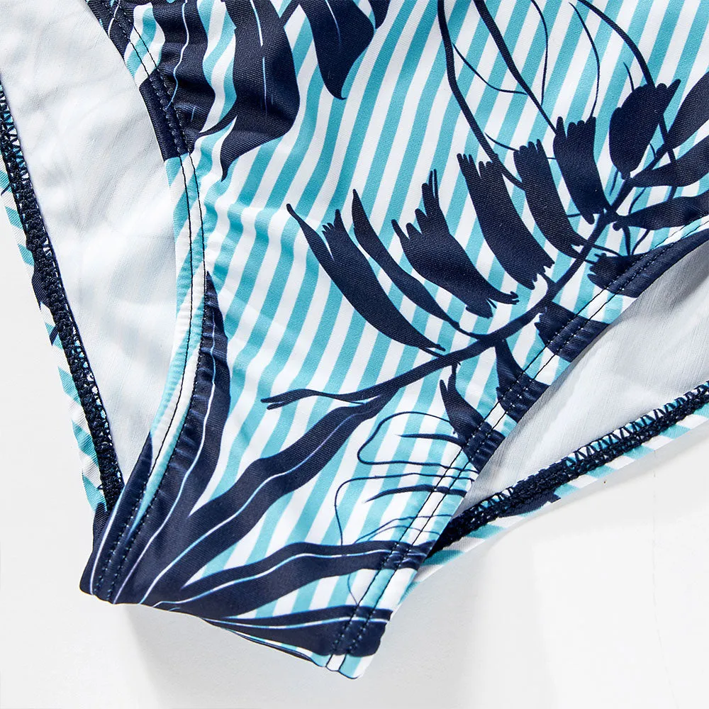 Matching Family Swimsuit Palm Tree Blue Bathing Suit Bikini Set Swim Trunks