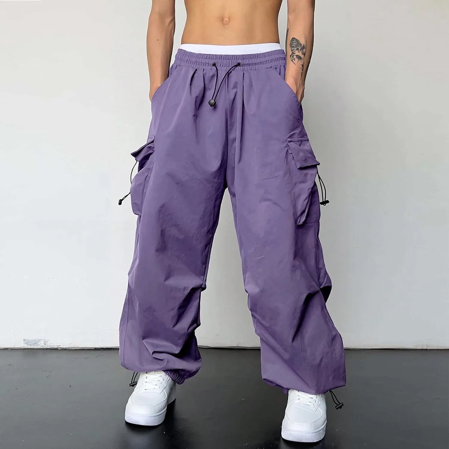 Men's Casual Cargo Sweatpants Waist Drawstring Joggers Hiking Workout Tactical Pants for Men with Pockets