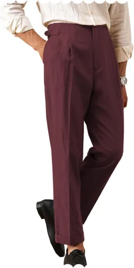 Men's Casual Linen Pants Beach Summer Pant Lightweight Linen Trousers Suit Pants