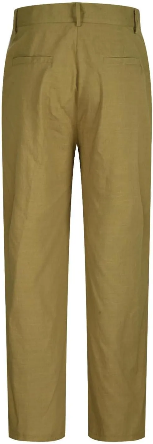 Men's Linen Cotton Pants Relaxed Fit Yoga Pants Summer Casual Beach Trousers with Pockets
