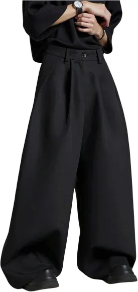 Men's Pleated Front Dress Pants Button Business Casual Trousers Pants