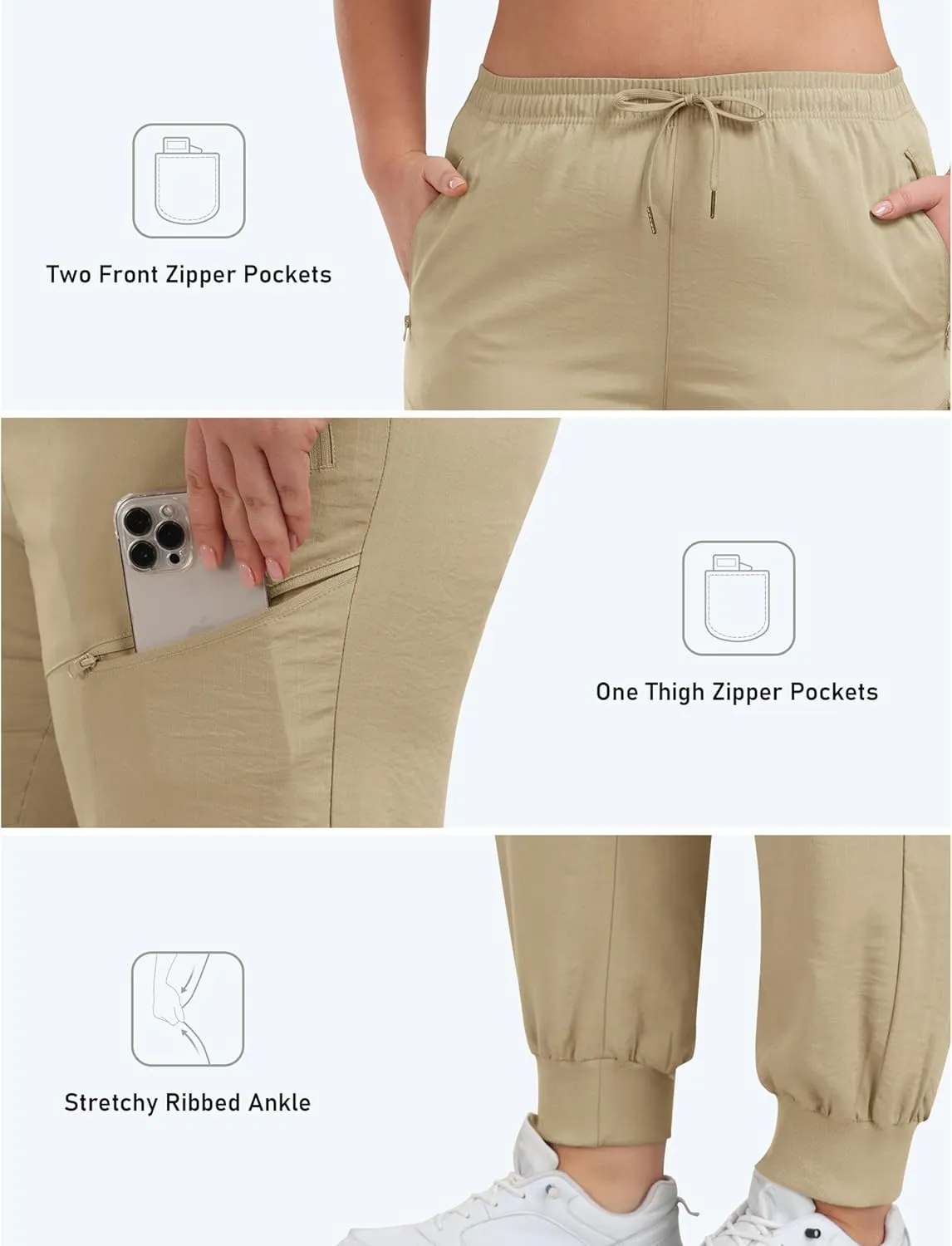 MoFiz Women's Plus Size Cargo Pants Casual Hiking Pants Lightweight Quick Dry Summer Pants for Women