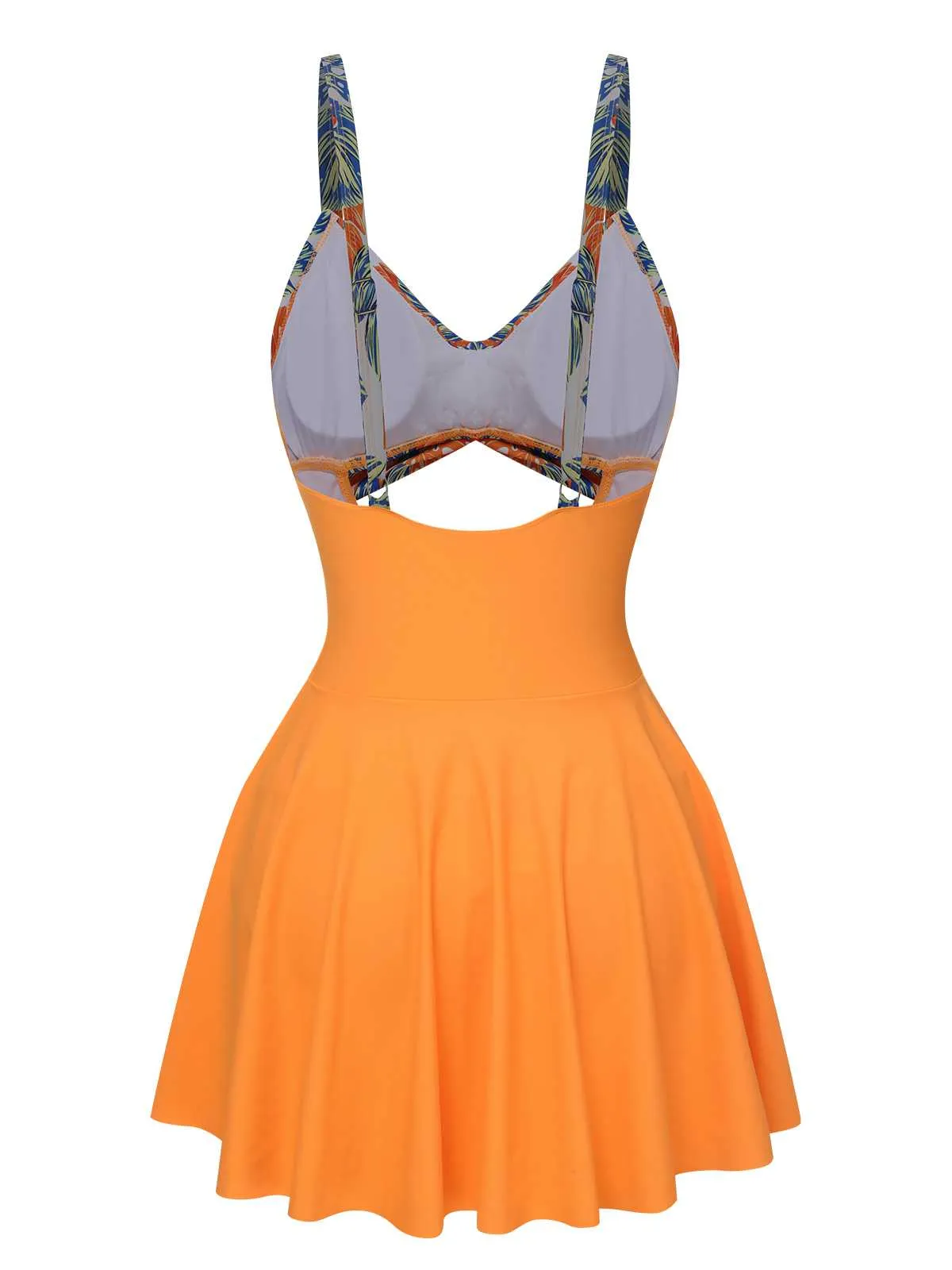 Multicolor 1960s Print Spaghetti Strap Swimsuit